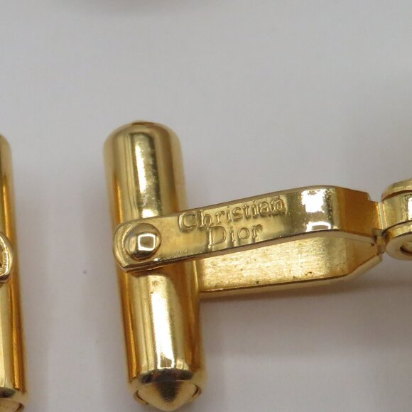 Christian Dior Vintage Art Deco Cufflinks and Tie Tac Set Gold Tone Rhinestone - Picture 5 of 11